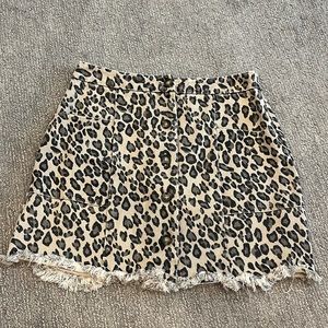 Small Leopard Print Denim Button-up Skirt by Hem & Thread